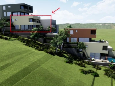 Dvojna villa s bazenom iznad centralnog dijela Makarske